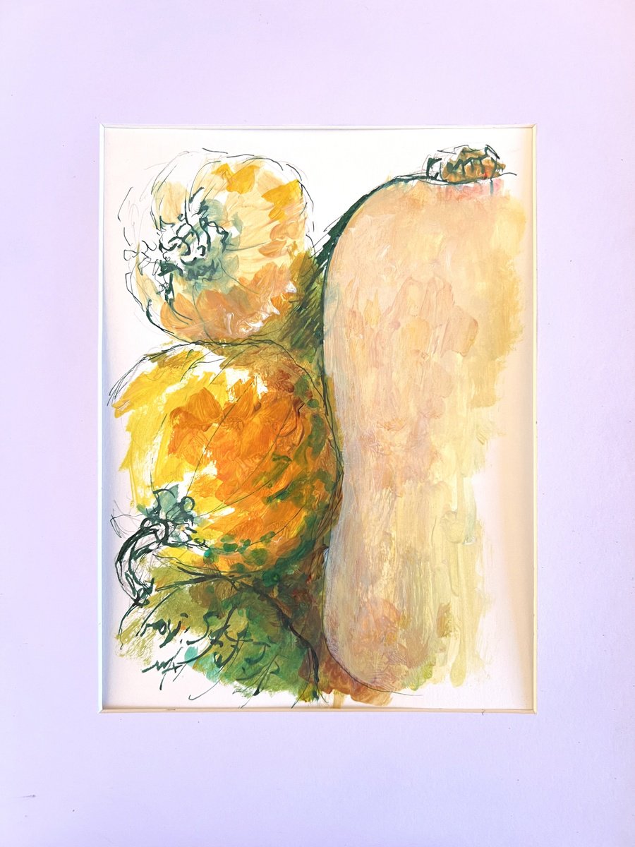 Impressionistic Botanical Painting By Maxence Ma, 8 X 11", Golden Yellow, Original Artwork