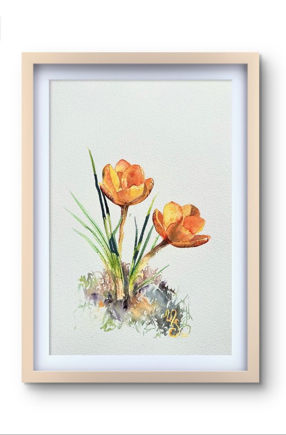 Triptych yellow flowers