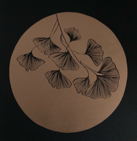 Botanical Triptych Linocuts (Copper on Black - Unframed)