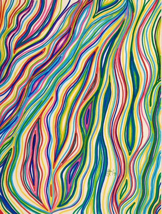 Début 40- Abstract Optical Art - Colourful Waves