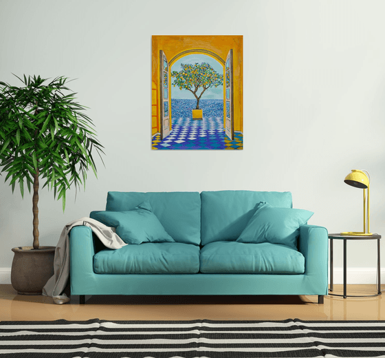 Seascape with lemon tree