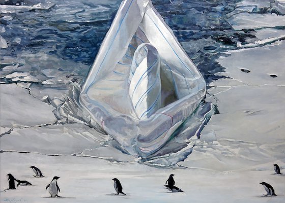 Oil painting Penguins Varvarov Anatoly Viktorovich nVarv179