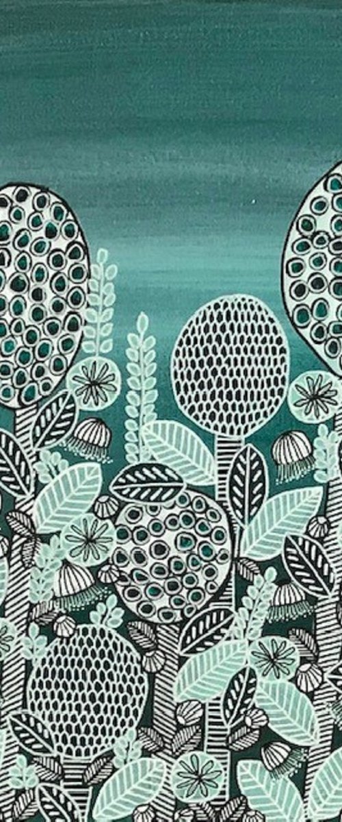 Bulbs and Blooms Green - FRAMED- CZ20024 by Carol Zsolt