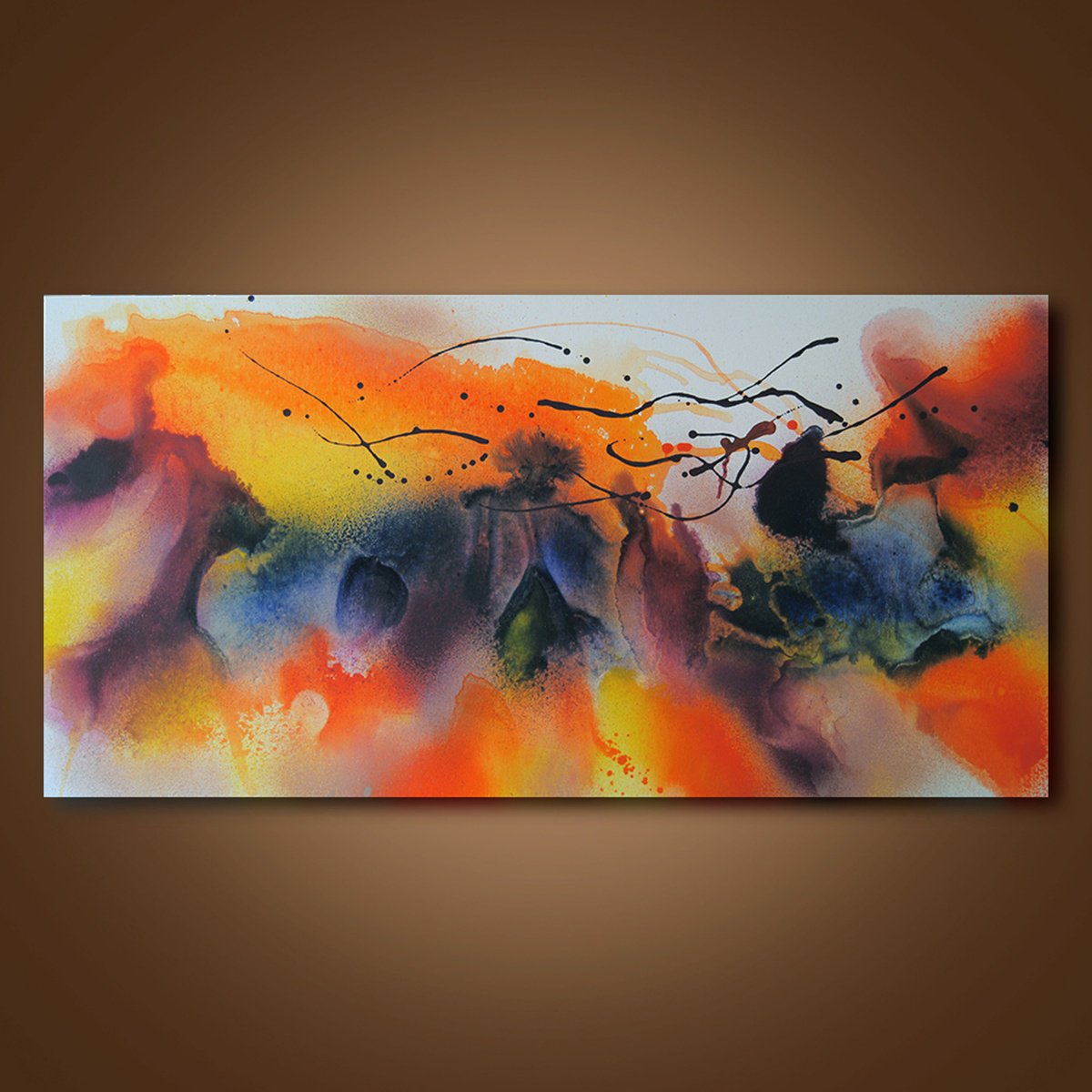 Abstract Acrylic Painting By Valeri Tsvetkov, 48 X 24", Abstract Composition 1, Original Artwork
