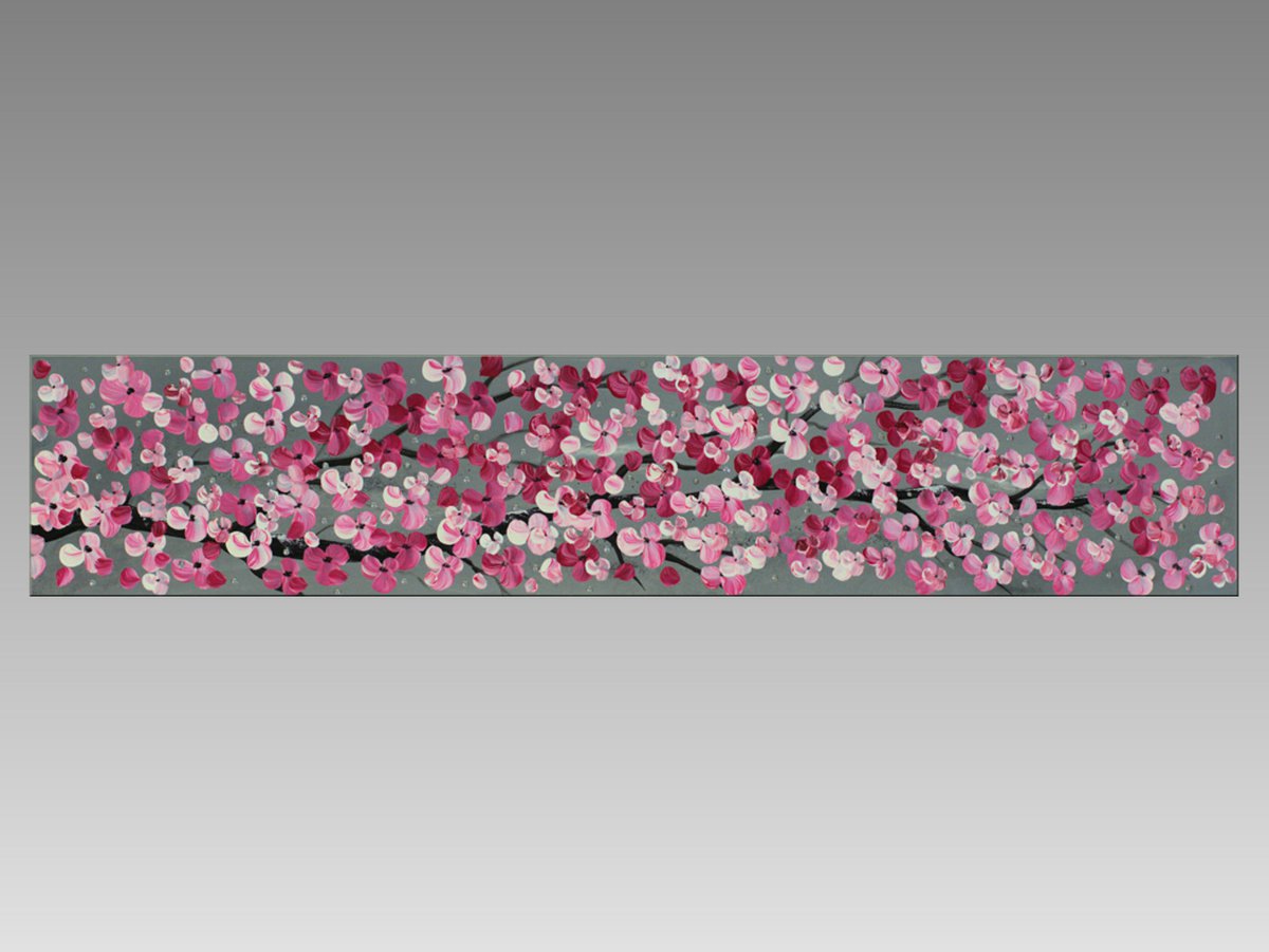 Sakura - acrylic abstract painting. cherry blossoms, nature painting, framed canvas wall... by Edelgard Schroer