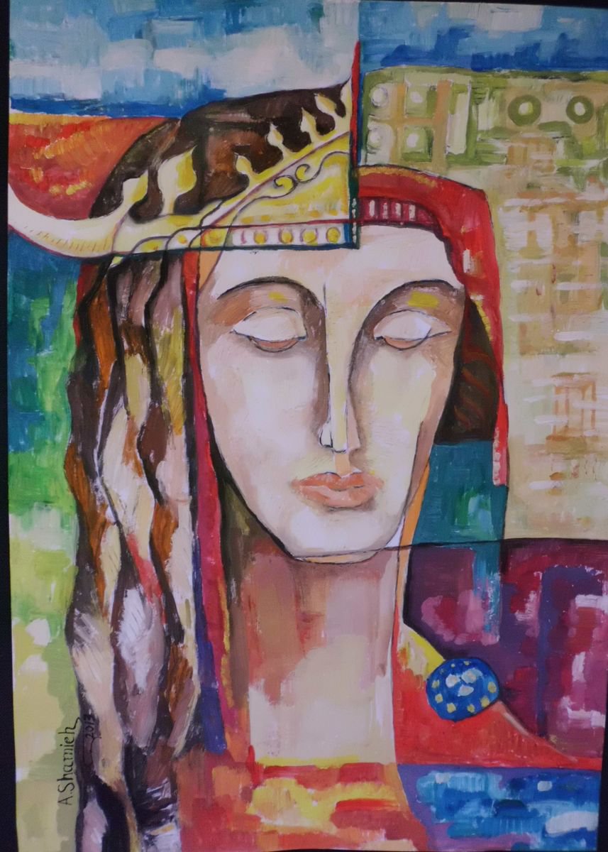 Expressive Portrait Painting By Abdelrahman Shamieh, 12 X 17, Zenobia, Original Artwork