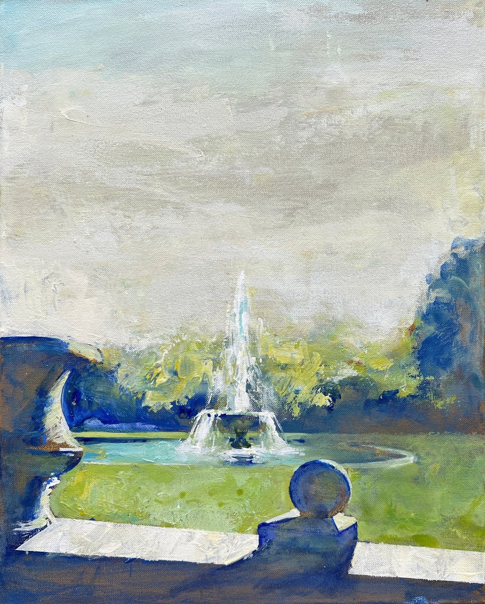 Impressionistic Landscape Acrylic Painting By Zakhar Shevchuk, 16 X 20", City Park Evening, Original Artwork