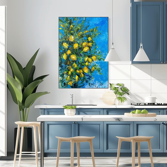 Lemon Tree Impasto Oil Art