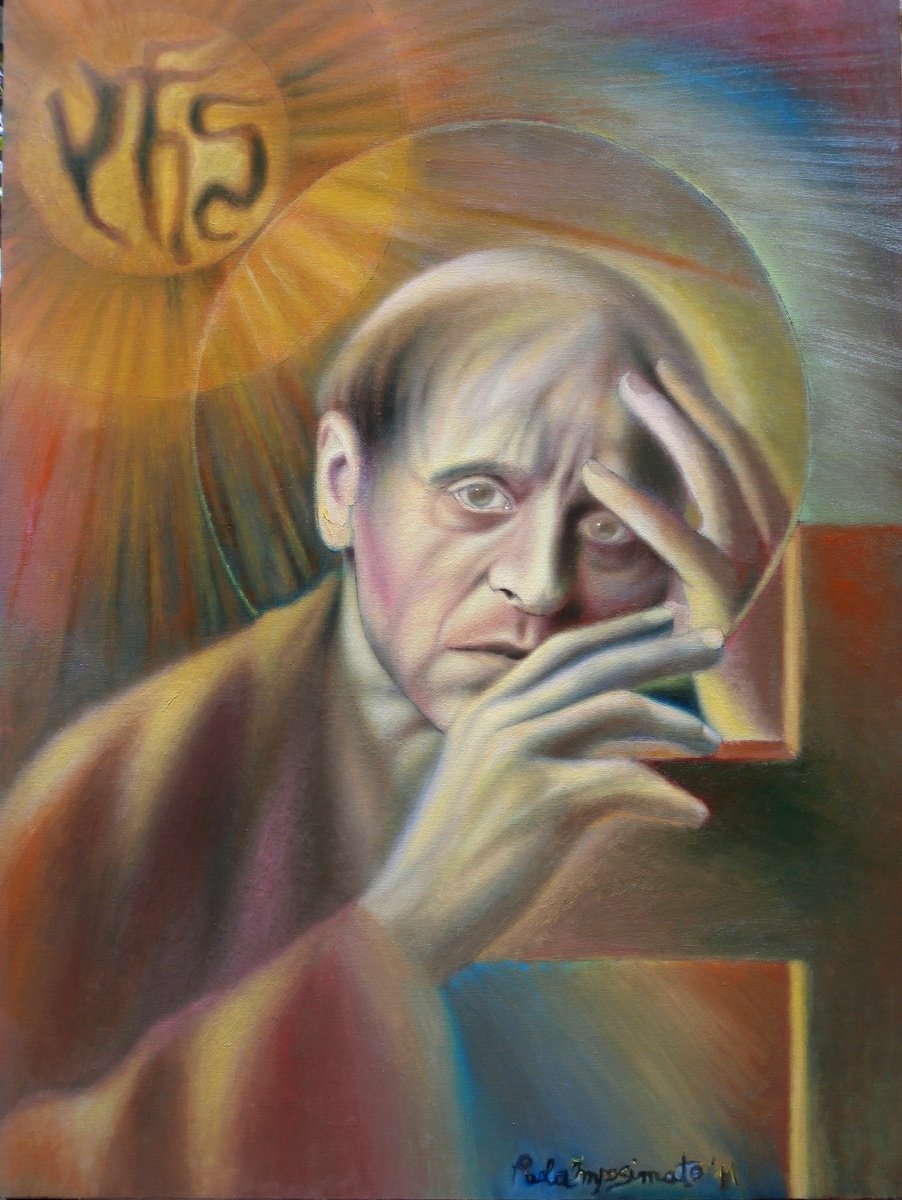 Expressive Portrait Oil Painting By Paola Imposimato, 24 X 31", The Emblem Of Christ, Original Artwork