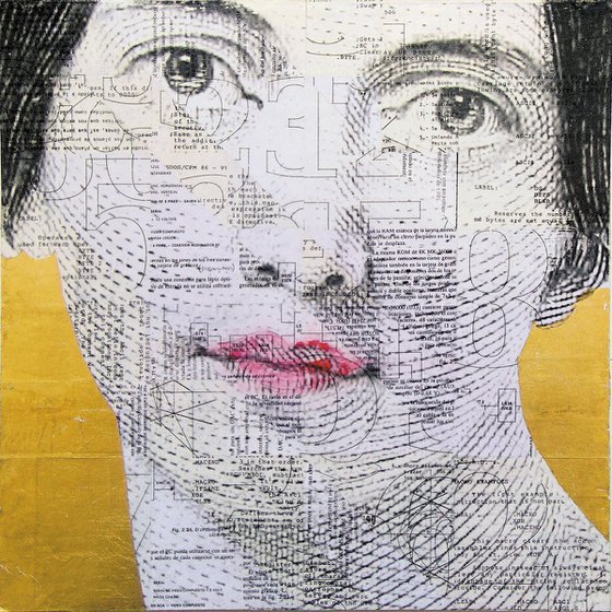 Collage_26_40x40 cm_Vintage golden portrait