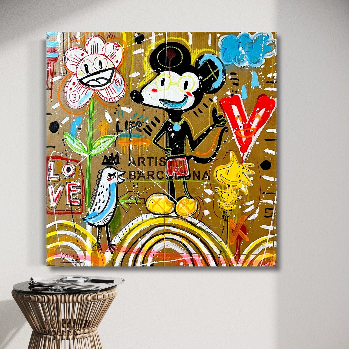 Urban And Pop Acrylic Painting , Love Life (Barcelona) By Mercedes Lagunas, 31 X 31, Artwork For Sale On Artfinder