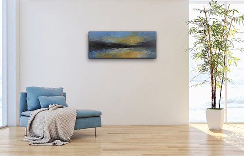 Poignant Shore  (Panoramic Seascape, 100x40cm) by Kalpana Soanes