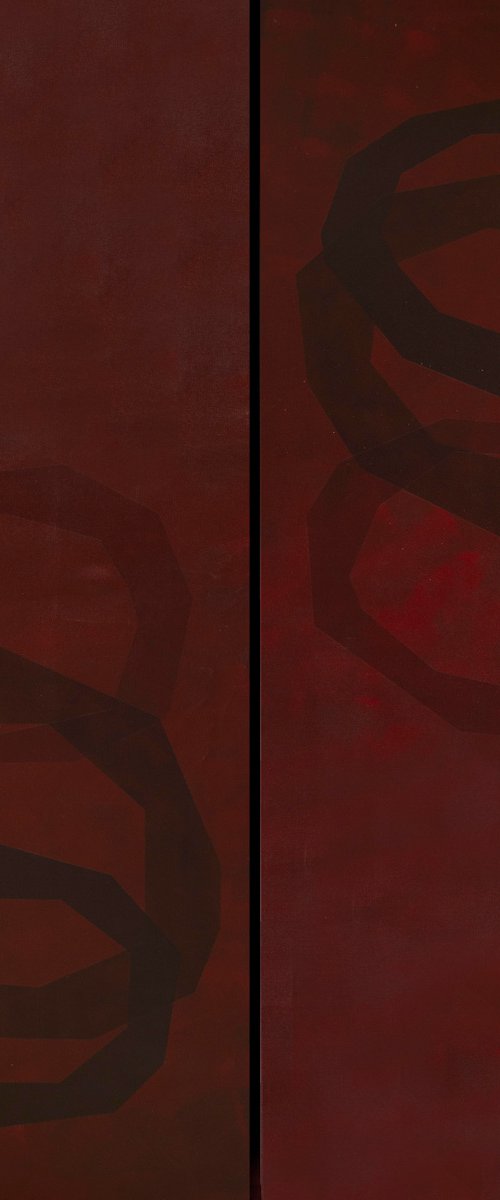 Ways Red - Diptych Painting by Catia Goffinet