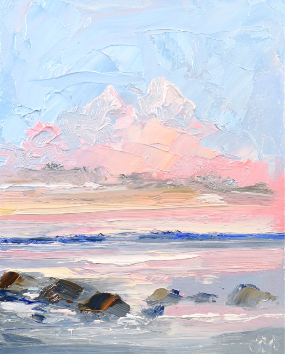 Impressionistic Landscape Oil Painting By Sonja Brussen, 8 X 7", New Light, Original Artwork