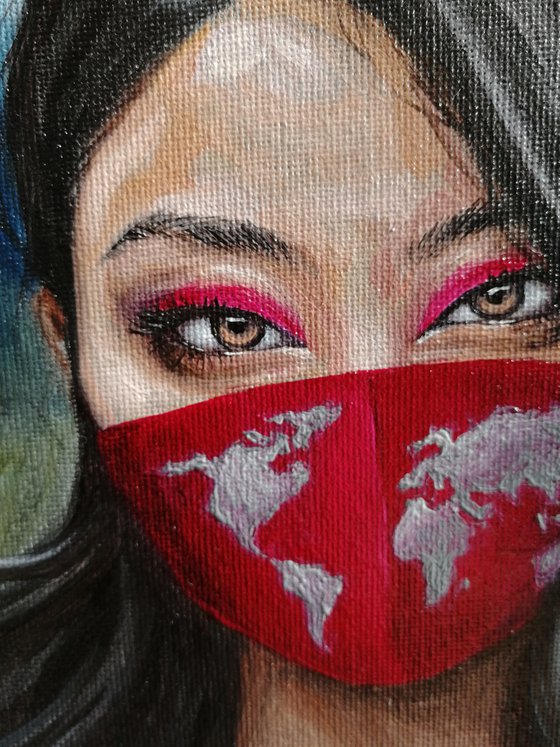 Don't see the world 2 | 18*24 cm | Masked Girl