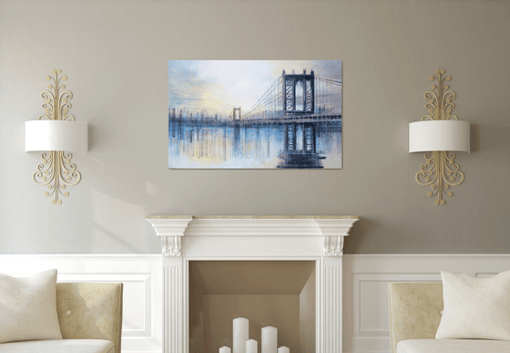 New York - The Manhattan Bridge At Sunset