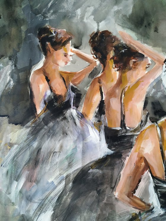 Backstage -Ballerina Painting on Paper