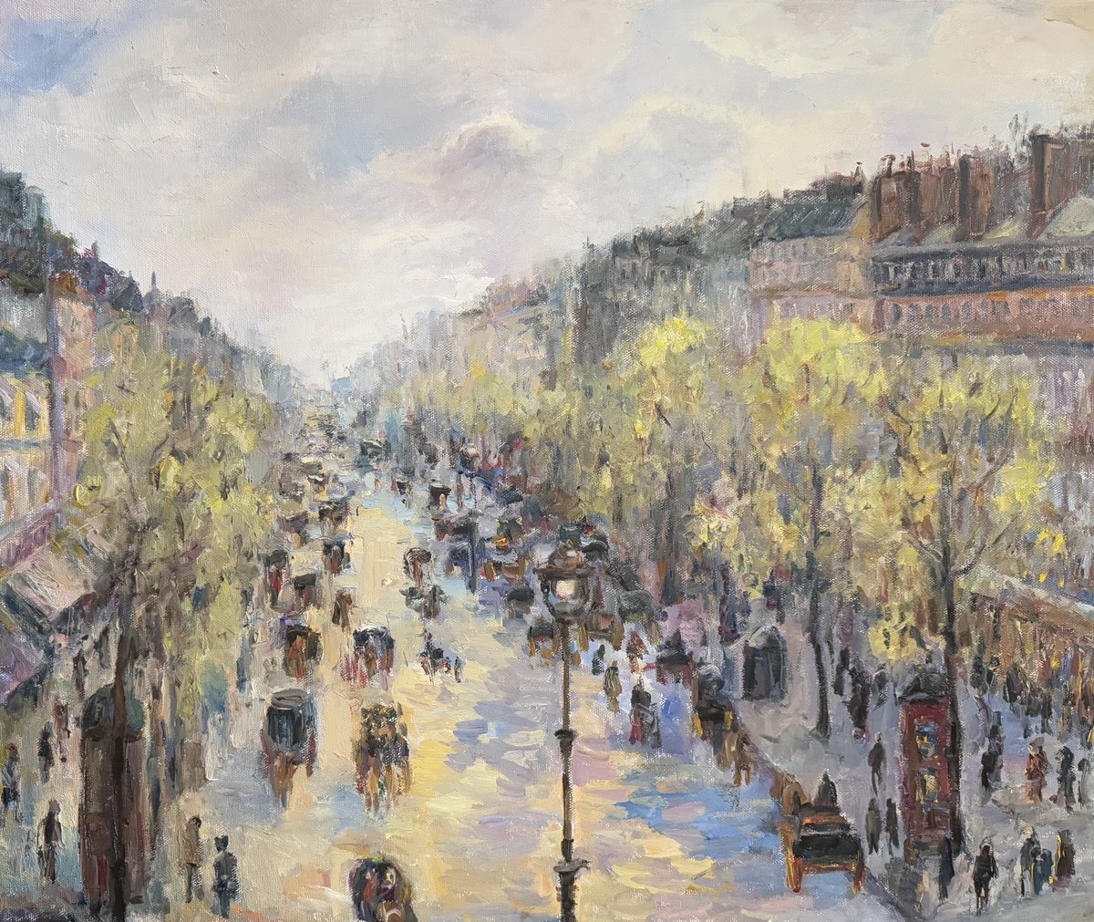 Impressionistic Cityscapes Oil Painting By Liubou Sas, 24 X 20", Spring In Paris, Original Artwork