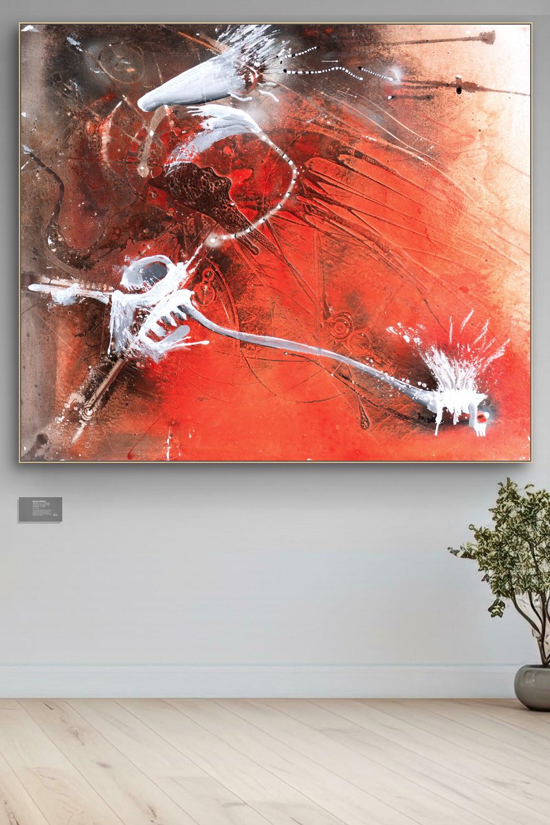 Organic Abstract Painting By Adriano Ribeiro, 28 X 24, Aerial Dis, Original Artwork