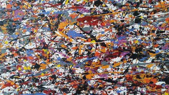JACKSON POLLOCK style ACRYLIC PAINTING ON CANVAS BY M. Y.