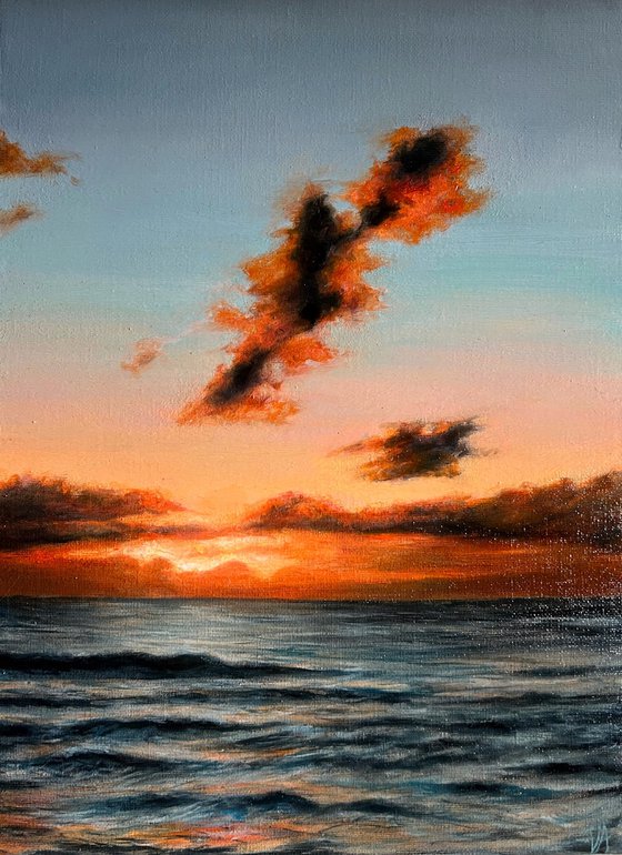 Fading Fire Over Water