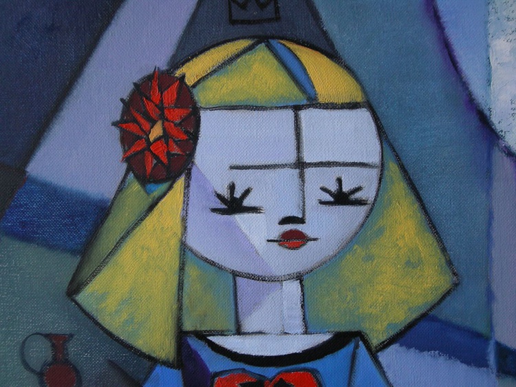 Blue Menina And A Small Red Bottle From A Serie Artfinder