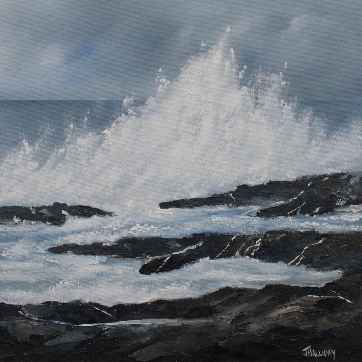 Impressionistic Landscape Oil Painting By John Halliday, 16 X 16, A Bigger Wave, Irish Landscape, Original Artwork