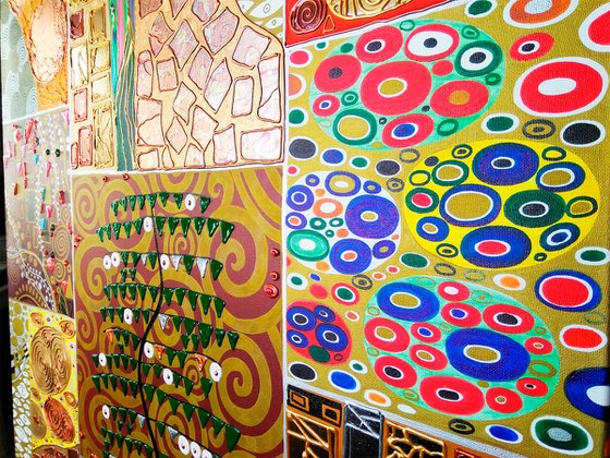 Large abstract painting. Klimt inspired large wall art