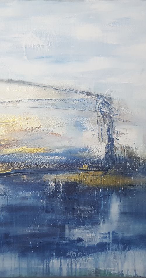 Golden Storm – Abstract Seascape – Cliff #7 by Stefanie Rogge