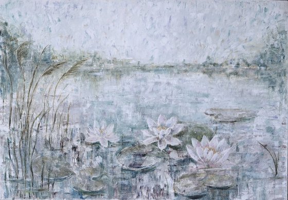 Water Lilies in Silver
