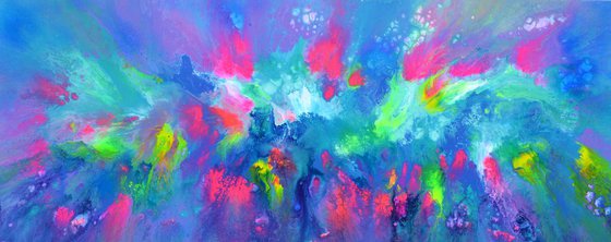 FREE SHIPPING - Happy Harmony X - 150x60 cm - Big Painting XXXL - Large Abstract, Supersized Painting - Ready to Hang, Hotel Wall Decor