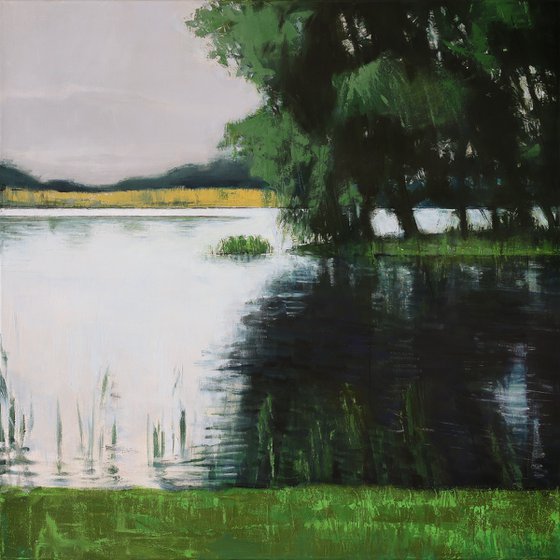 Sad River 30x30 inch 76x76 cm by Bo Kravchenko