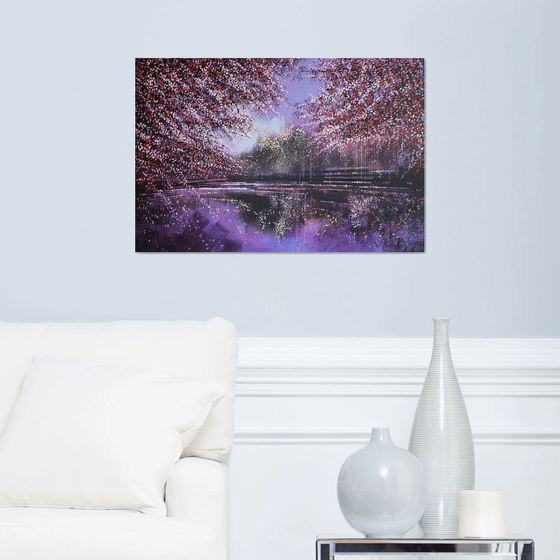 Blossom Trees By Moonlight