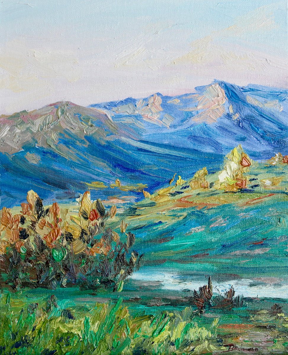 Impressionistic Landscape Oil Painting By Liza Illichmann, 9 X 12", Evening Glow, Original Artwork