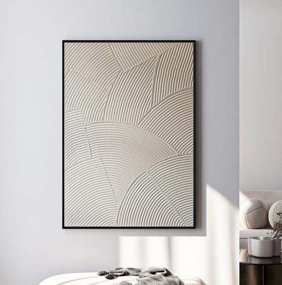 "Beige Field 3" Beige high textured abstract