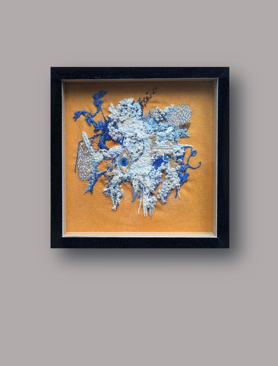 Textile panel in ocher Wall art