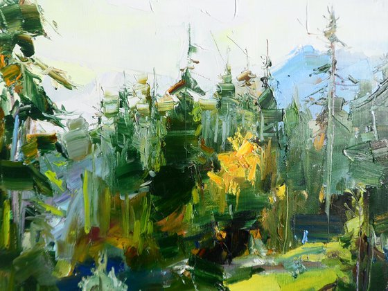 Mountains Painting Forest Original Oil Painting Oil on Canvas Fine Art Impressionism Painting