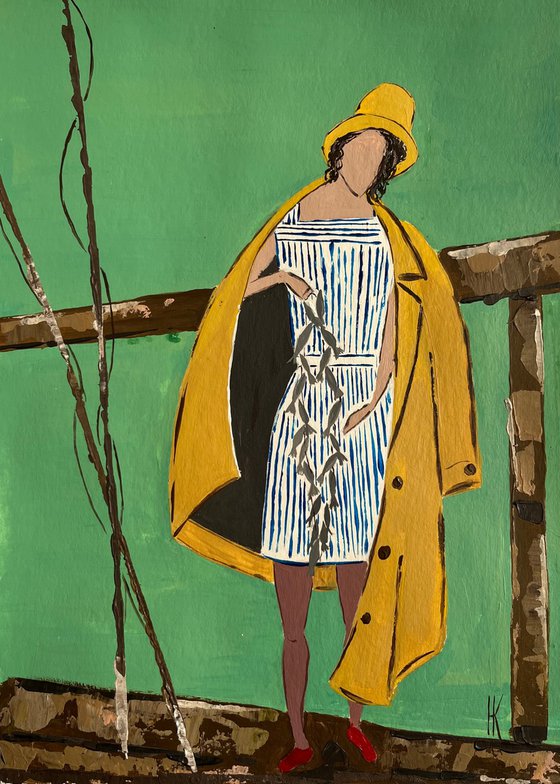 Fishing Girl Painting