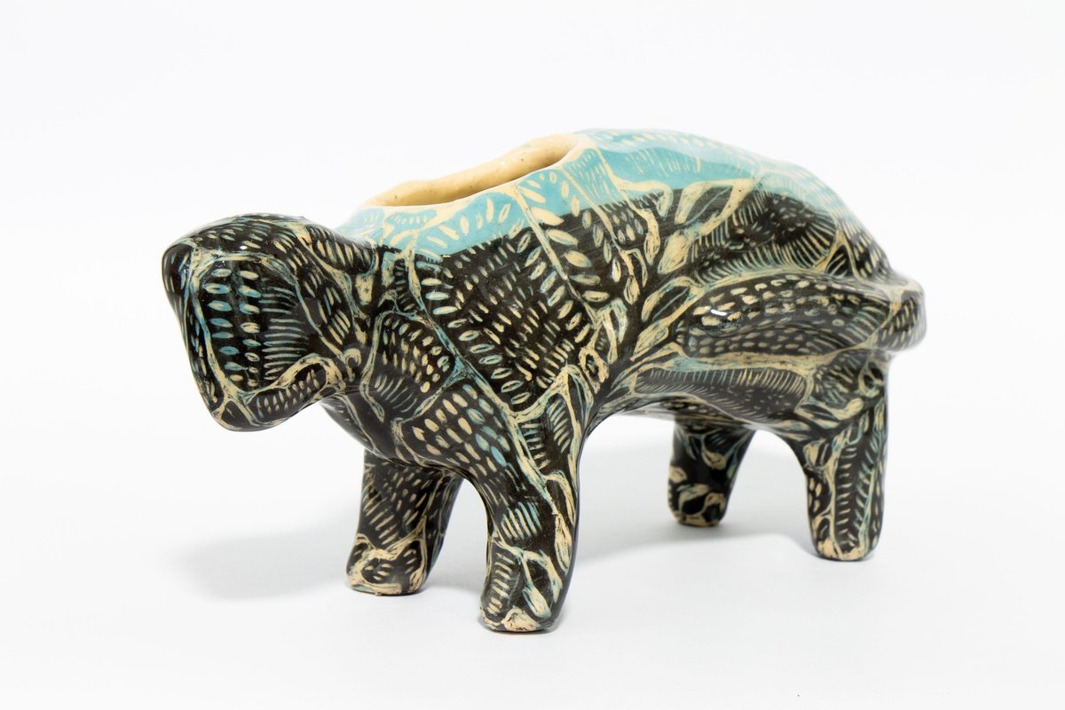 Naive Animal Clay Sculpture By Yuliia Dunaieva, 9 X 5", Beast, Original Artwork