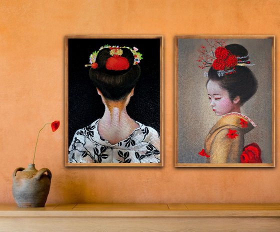 Japanese Girls- Two Paintings