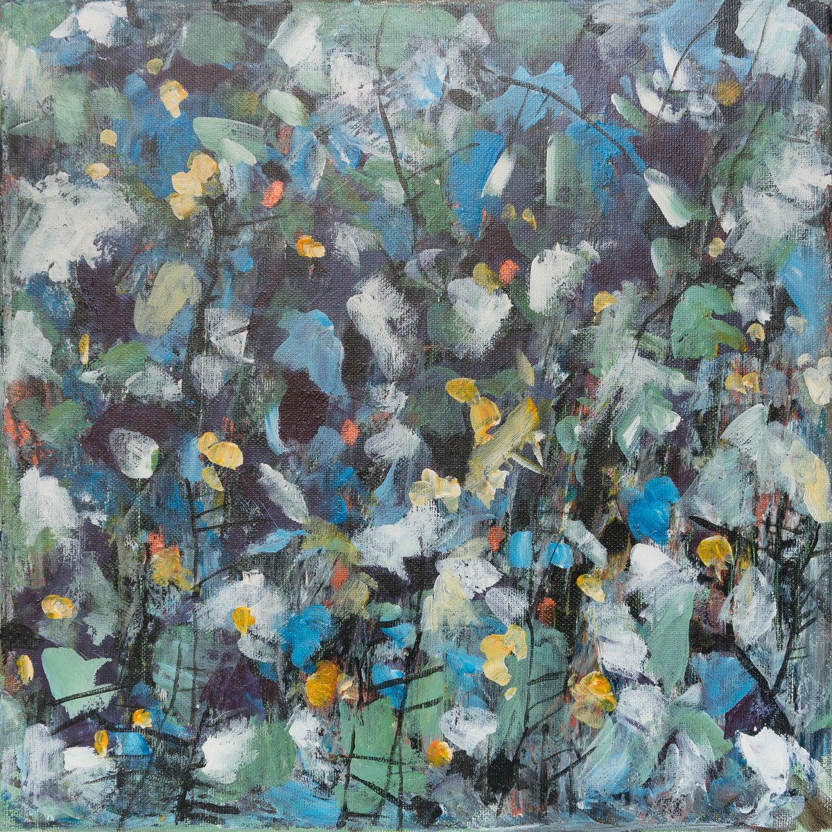 Impressionistic Abstract Acrylic Painting By Ruozhou Zhuang, 16 X 16", Secret Season, Original Artwork