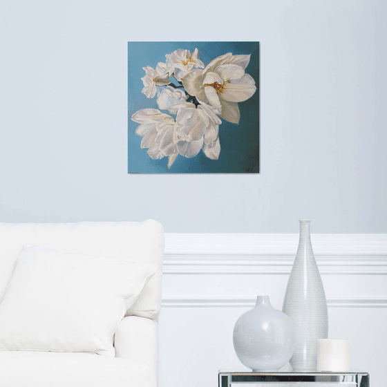 "White bouquet. "   flower  liGHt original painting  GIFT (2021)