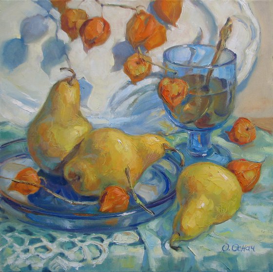 Still life with pears