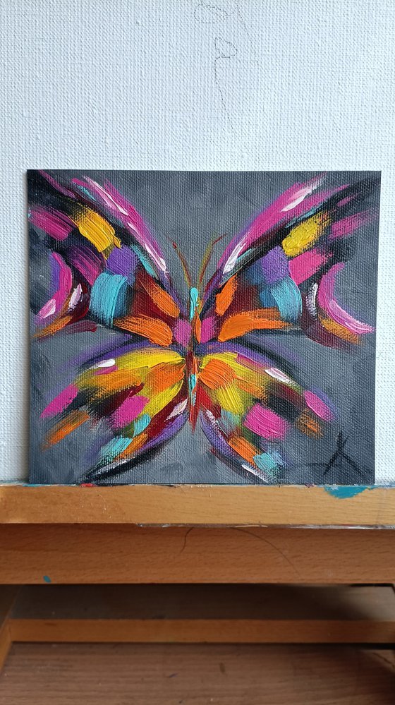 Winged dance - beautiful butterfly, butterfly, insects, small size, oil painting, butterfly oil, butterfly art, gift, art