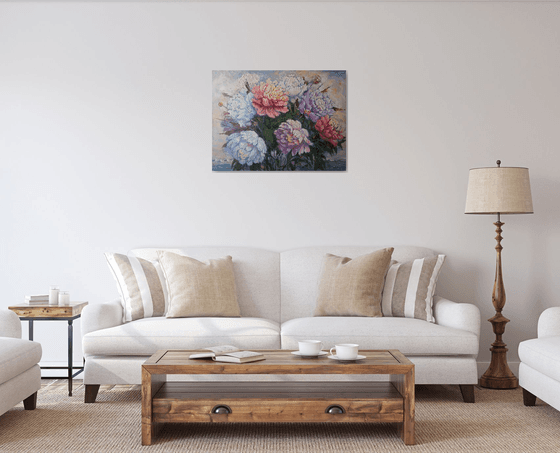 Peonies and Mountains