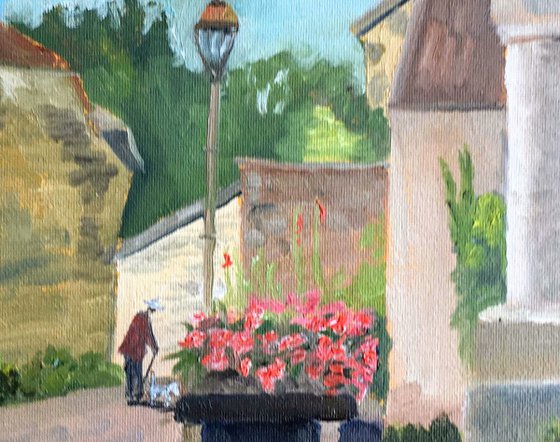 Burgundy hilltop Village, an original oil painting