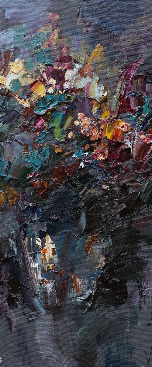 Autumn flowers - Original oil abstract painting by Anastasiia Valiulina