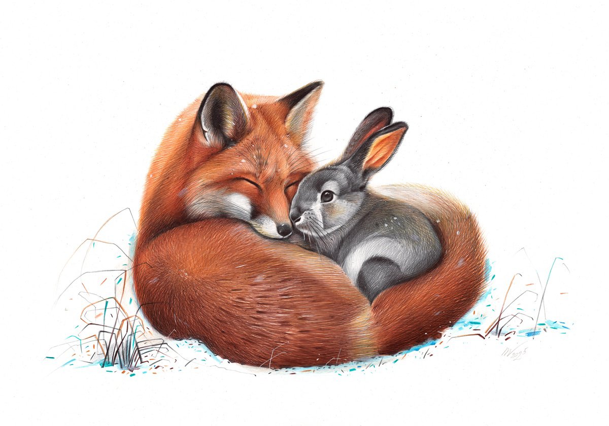 Photorealistic Animal Drawing By Daria Maier, 20 X 14, Trust Iii, Original Artwork