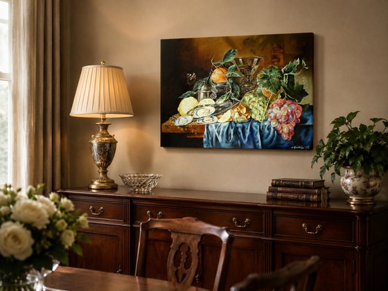 Still Life with Mandarin and Oysters