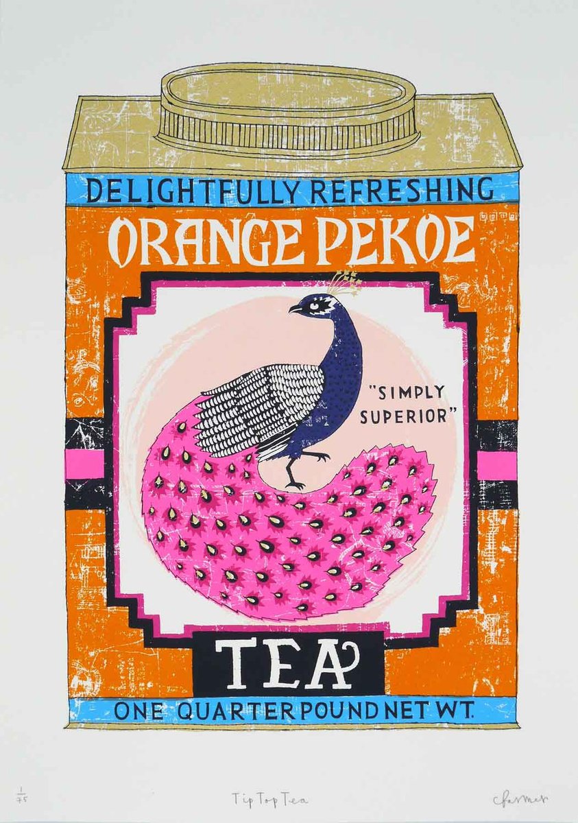 Tip Top Tea Screenprint Charlotte Farmer Artfinder